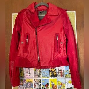 Zac Posen for Target - Red Leather Jacket with Suede details - Size M - NWT